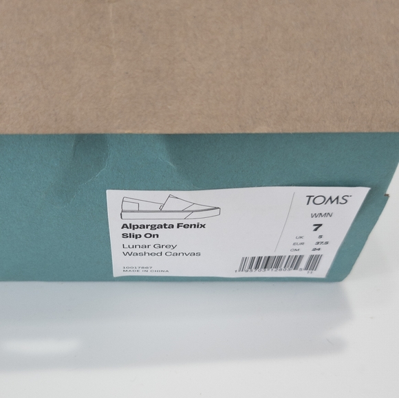 TOMS Alpargata Fenix Slip on Grey Washed Canvas Sneakers -7 - Picture 6 of 6